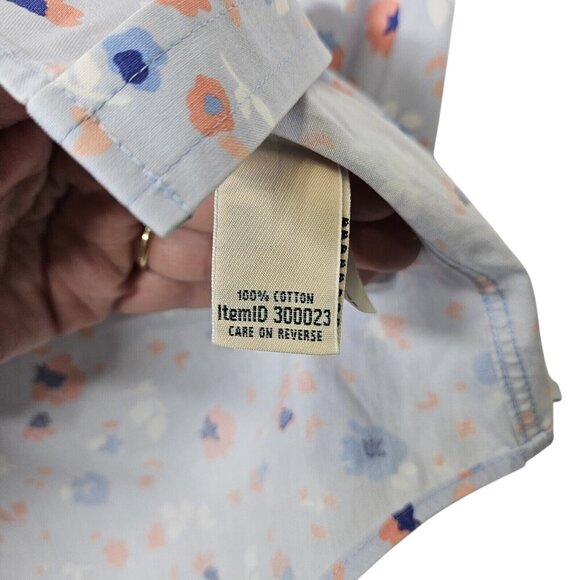 L.L.Bean Womens Wrinkle-Free Floral Button-Down Shirt XXS Light Blue 100% Cotton - Picture 6 of 9